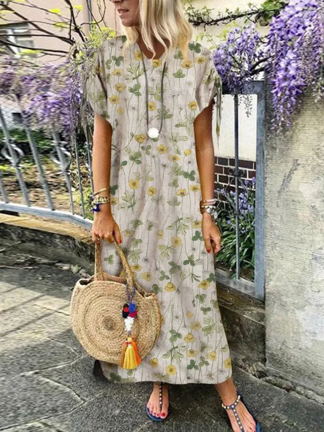 Casual Cotton-Blend Short Sleeve Dress
